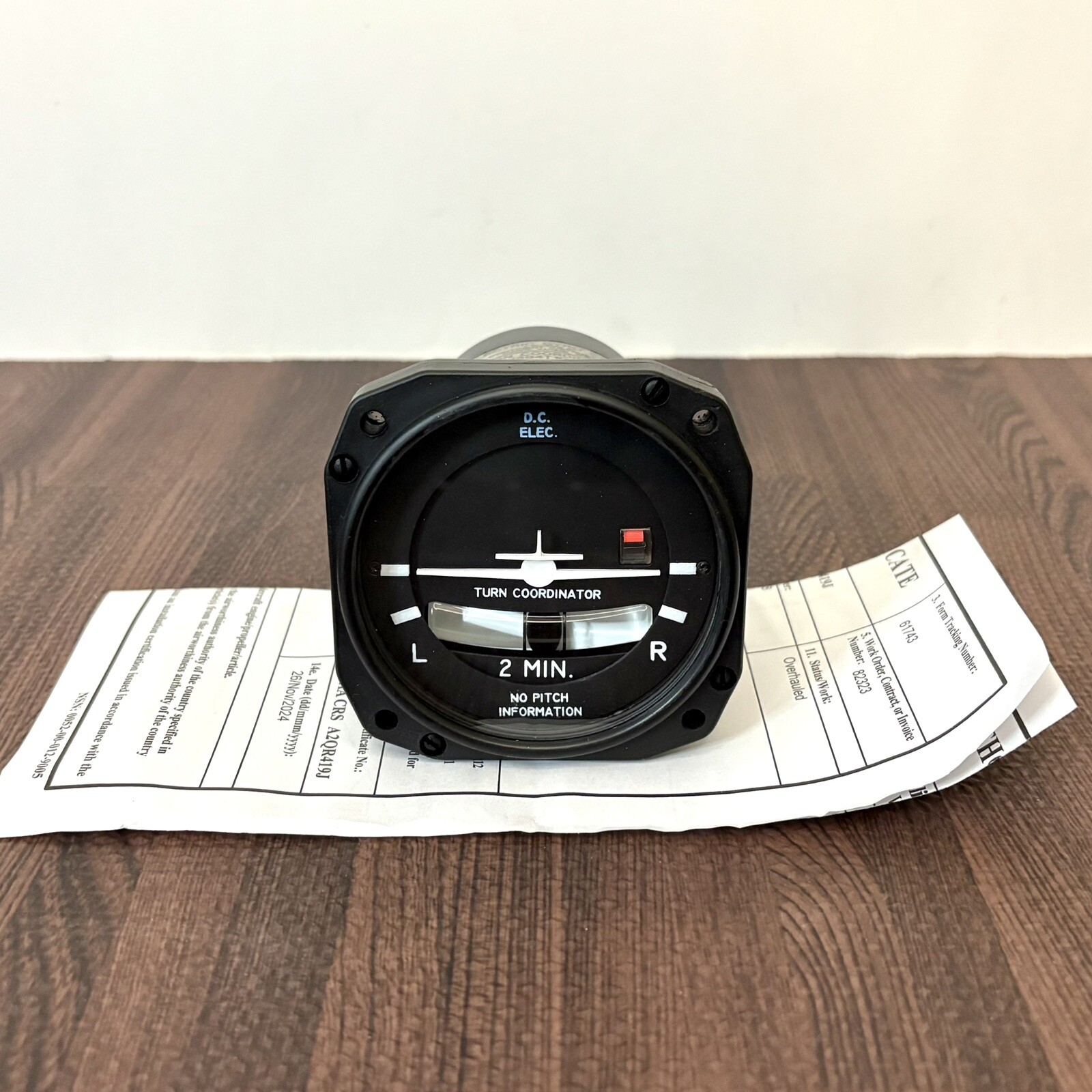 Electric Gyro Corp OVERHAULED TURN COORDINATOR W
