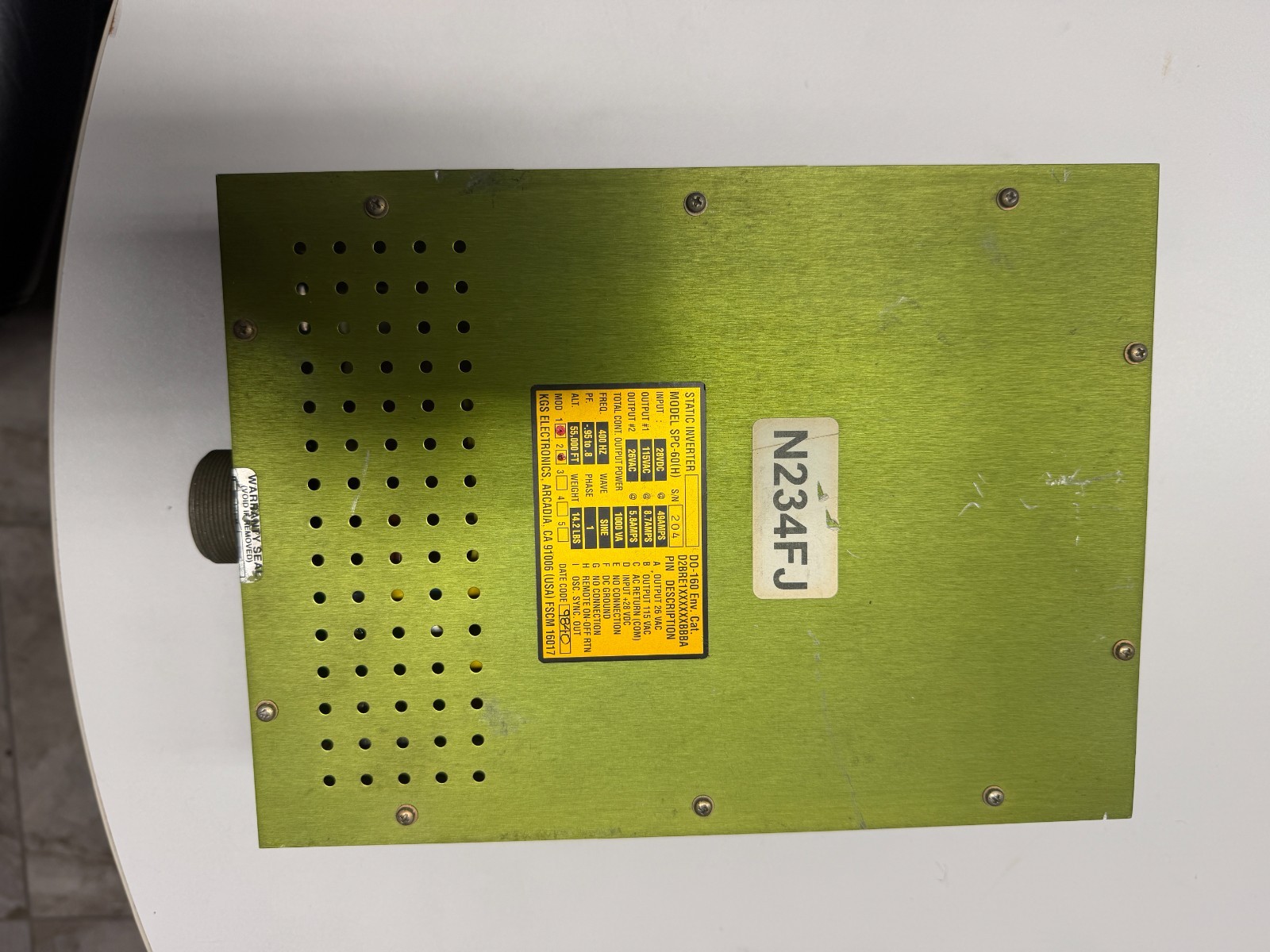 KGS ELECTRONICS Aircraft Static Inverter Model SPC-60(H)