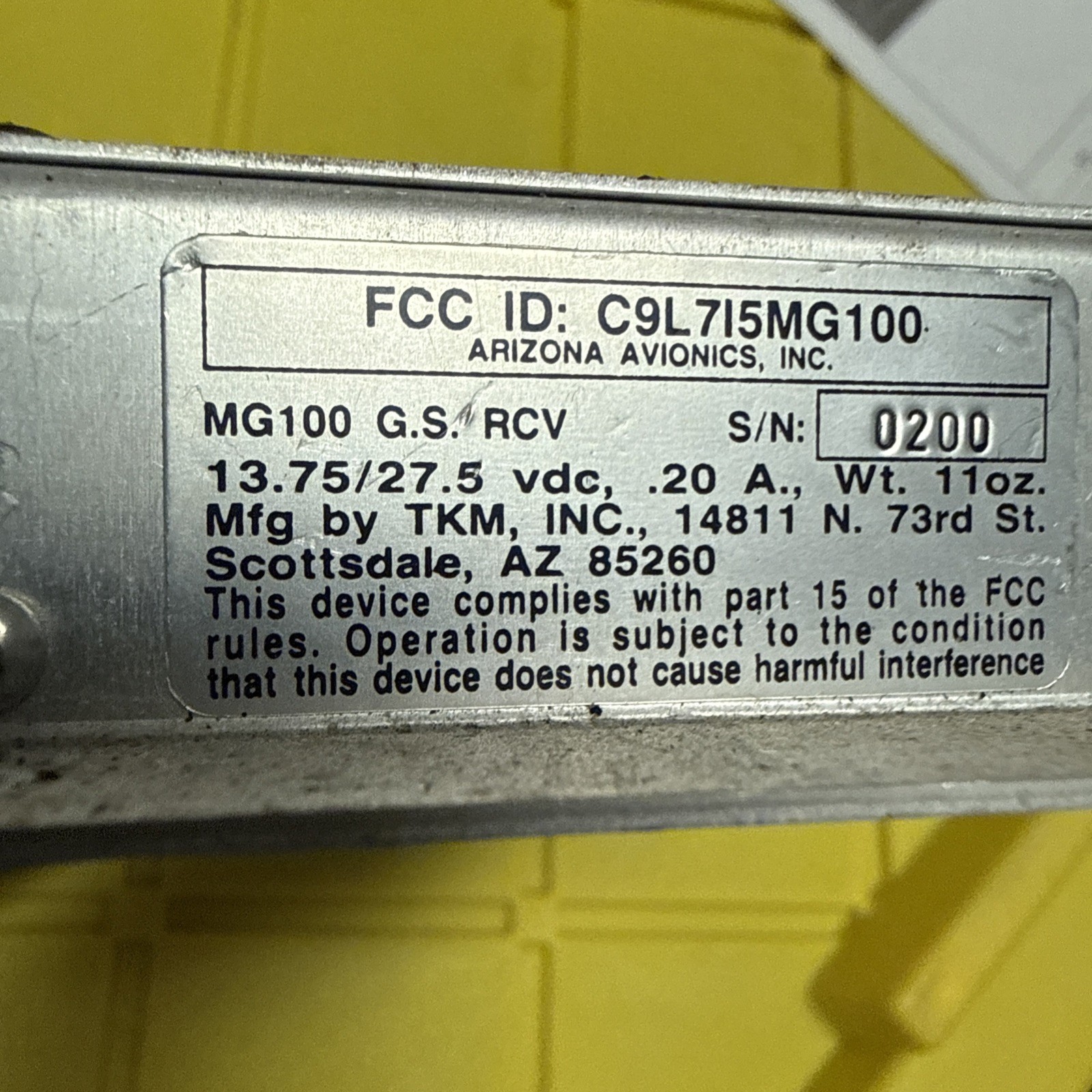 MG100 Glideslope Receiver P/N C9L715MG100