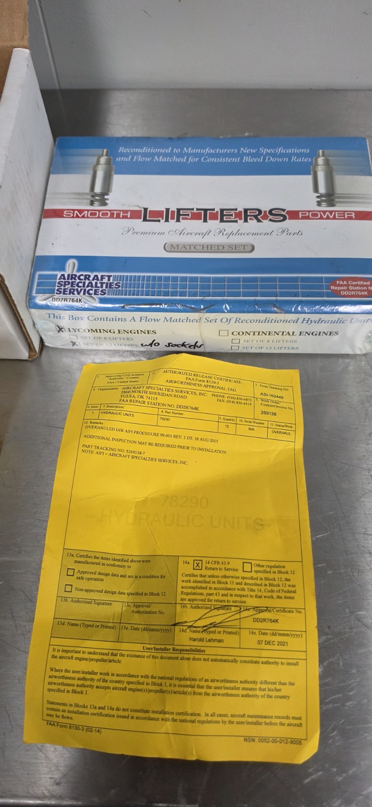 Lycoming 6 cylinder 78290 Plungers Aircraft