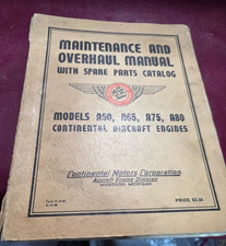 1944 Continental Aircraft Models A50/A65/A75/A80 Maintenance &