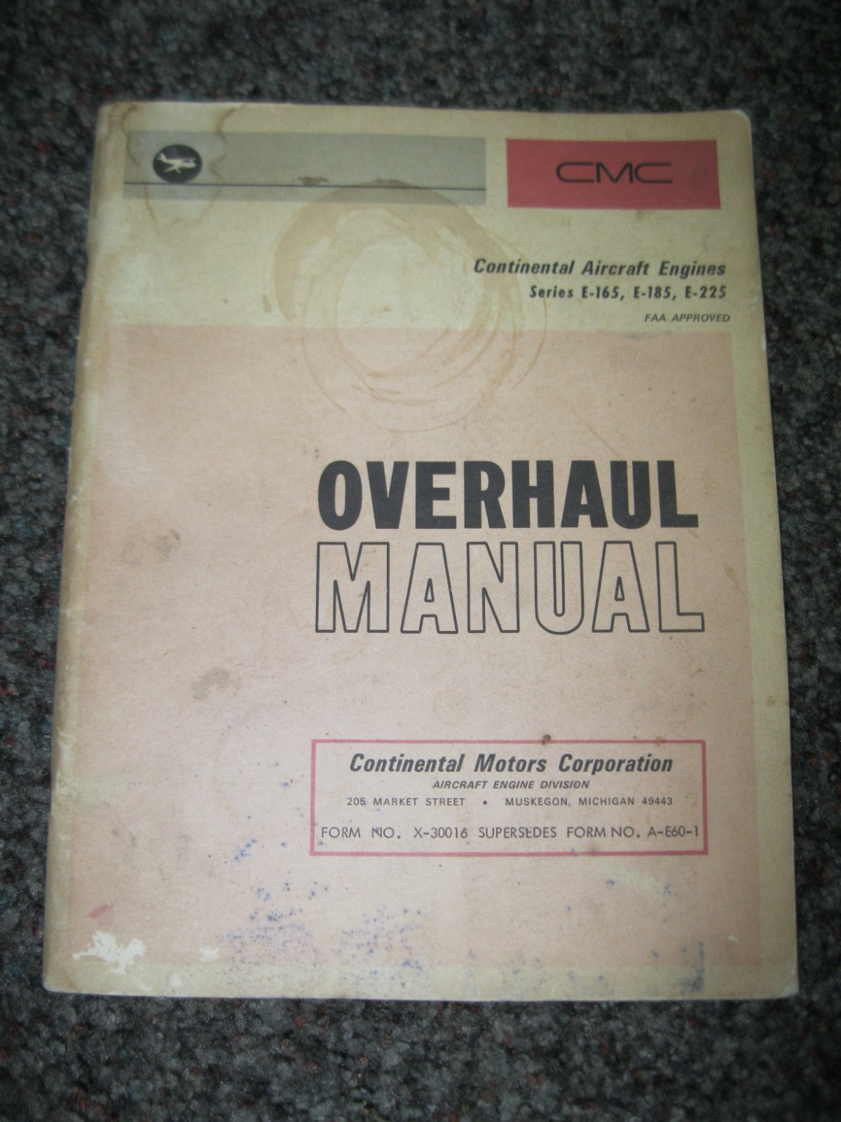 1966 Continental X-30016 Aircraft engines E165, E185,