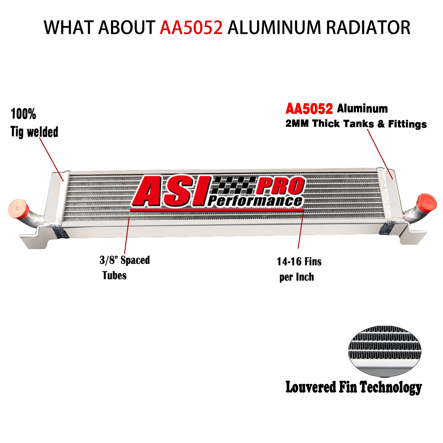 1997 Asi Performance 2 Row Aluminum Radiator Fits