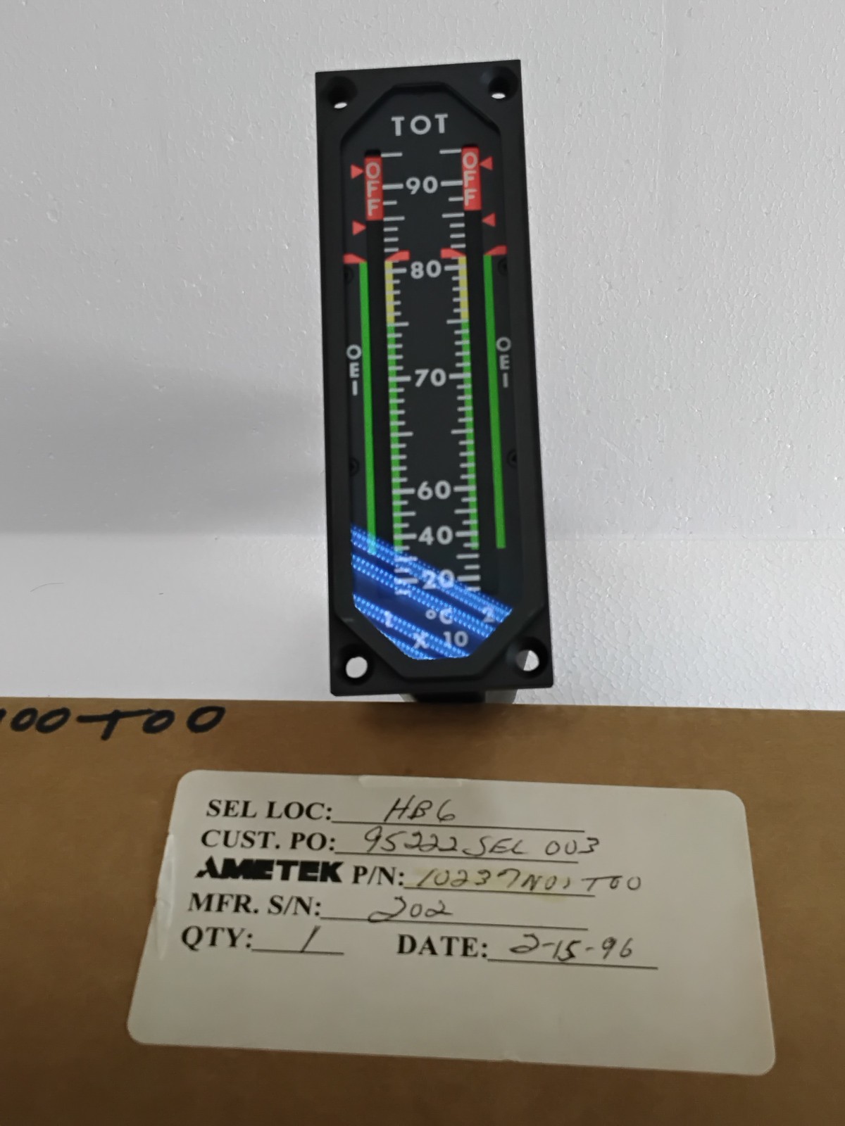 Ametek Aerospace Part Number 10237N01T00 TOT Indicator