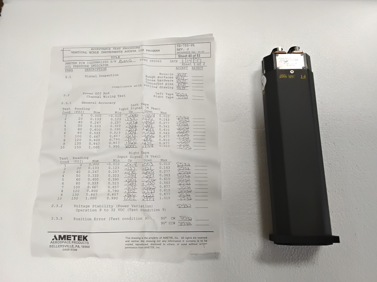 Ametek Aerospace Part Number 10239N01P00 Ind. Oil