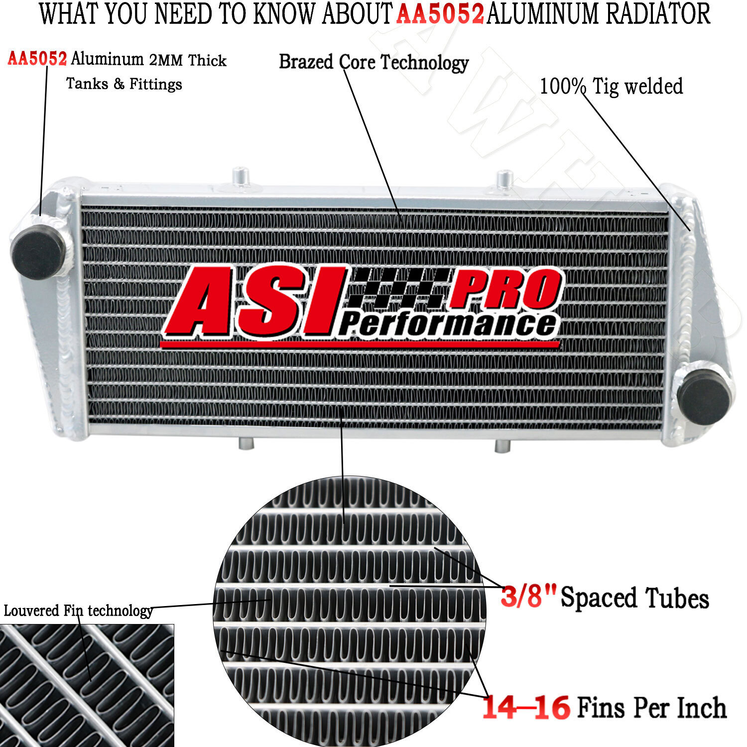 Asi Performance ASI Aluminum 2 Row Radiator