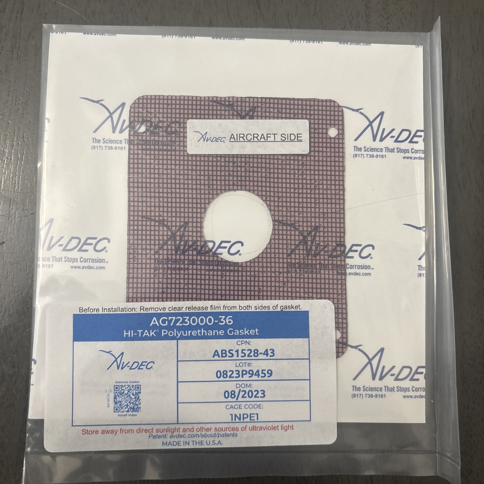 Av-Dec AG723000-36 HI-TAK Polyurethane Aircraft Gasket