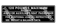 Cessna 150 150L Baggage Placard P/N