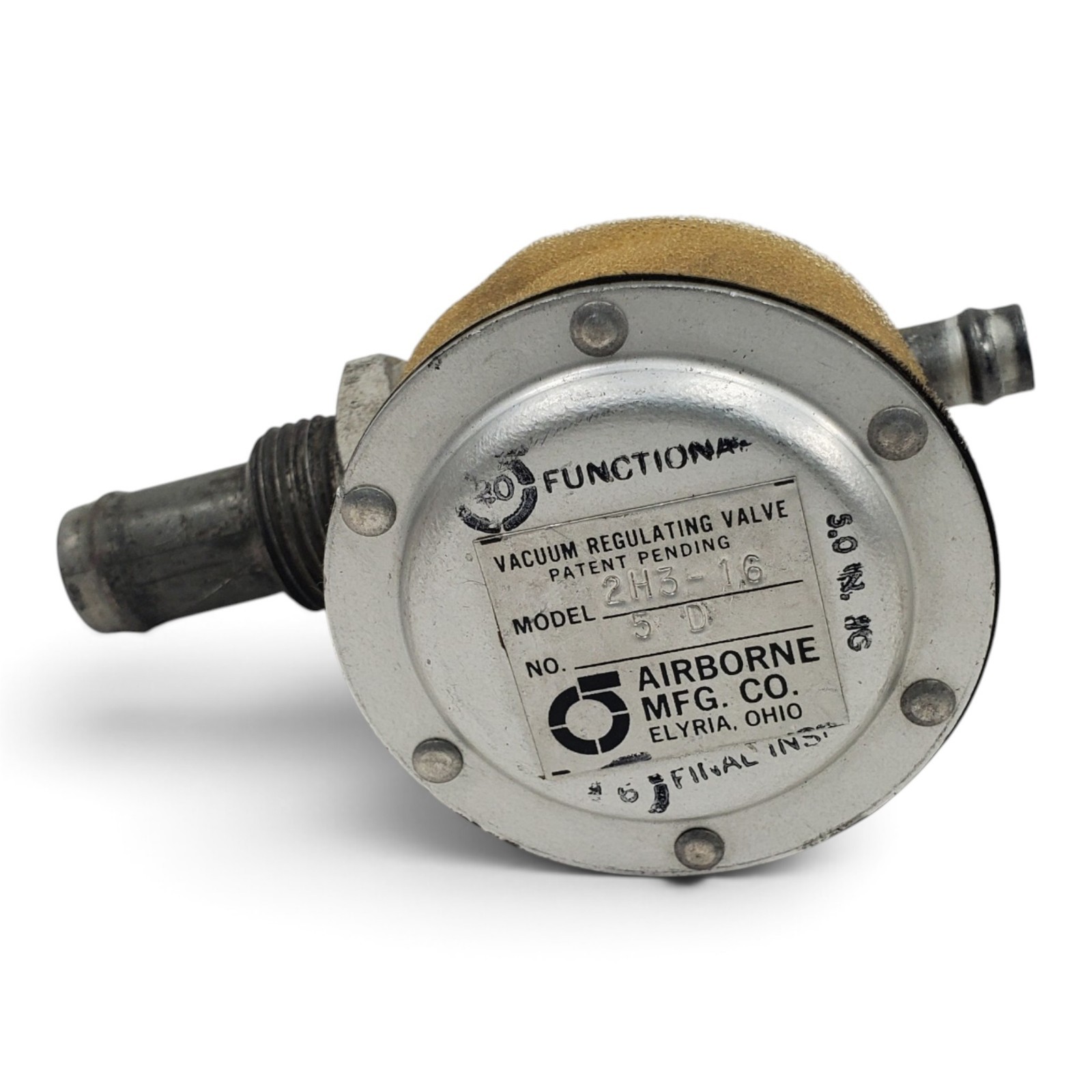 Cessna Airborne Vacuum Regulating Valve 2H3-16