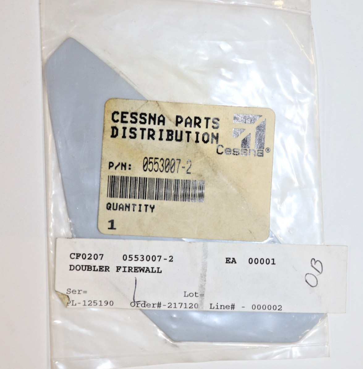 Cessna Doubler Firewall, PN 0553007-2