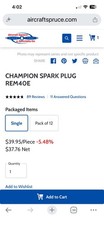 Champion REM40E Mass Electrode Spark