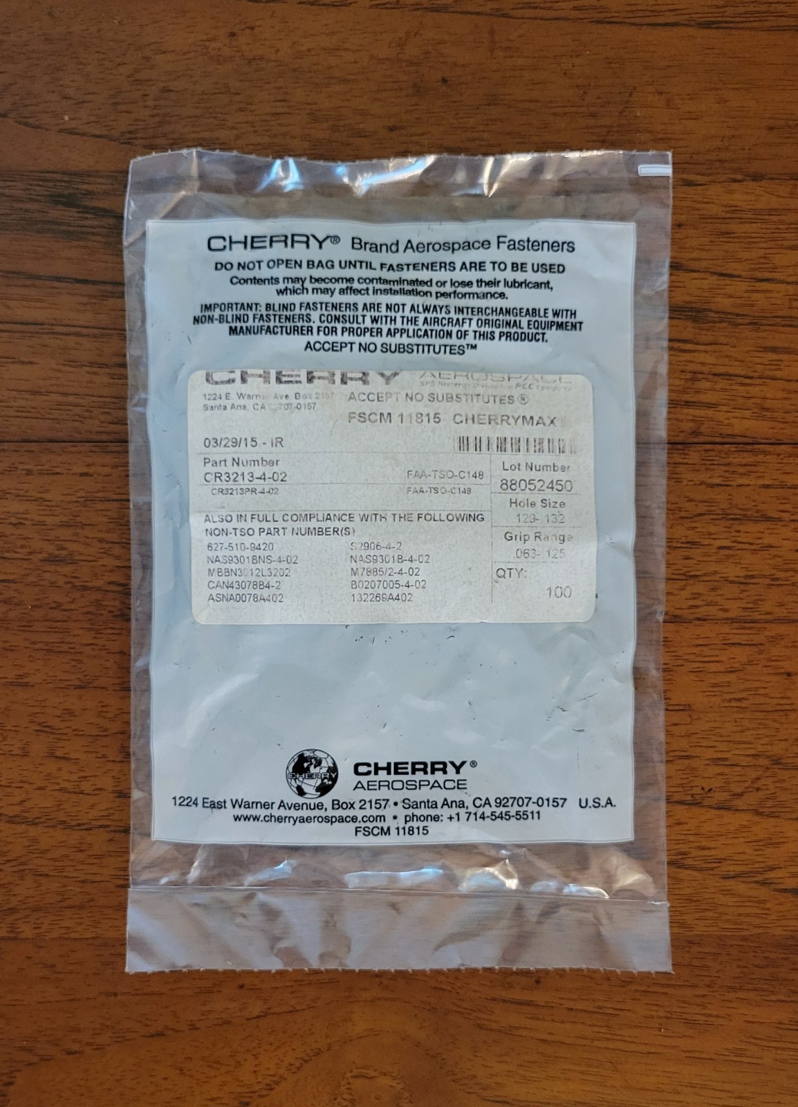 Cherrymax Cherry CR3213-4-02 (QTY 100) Rivets