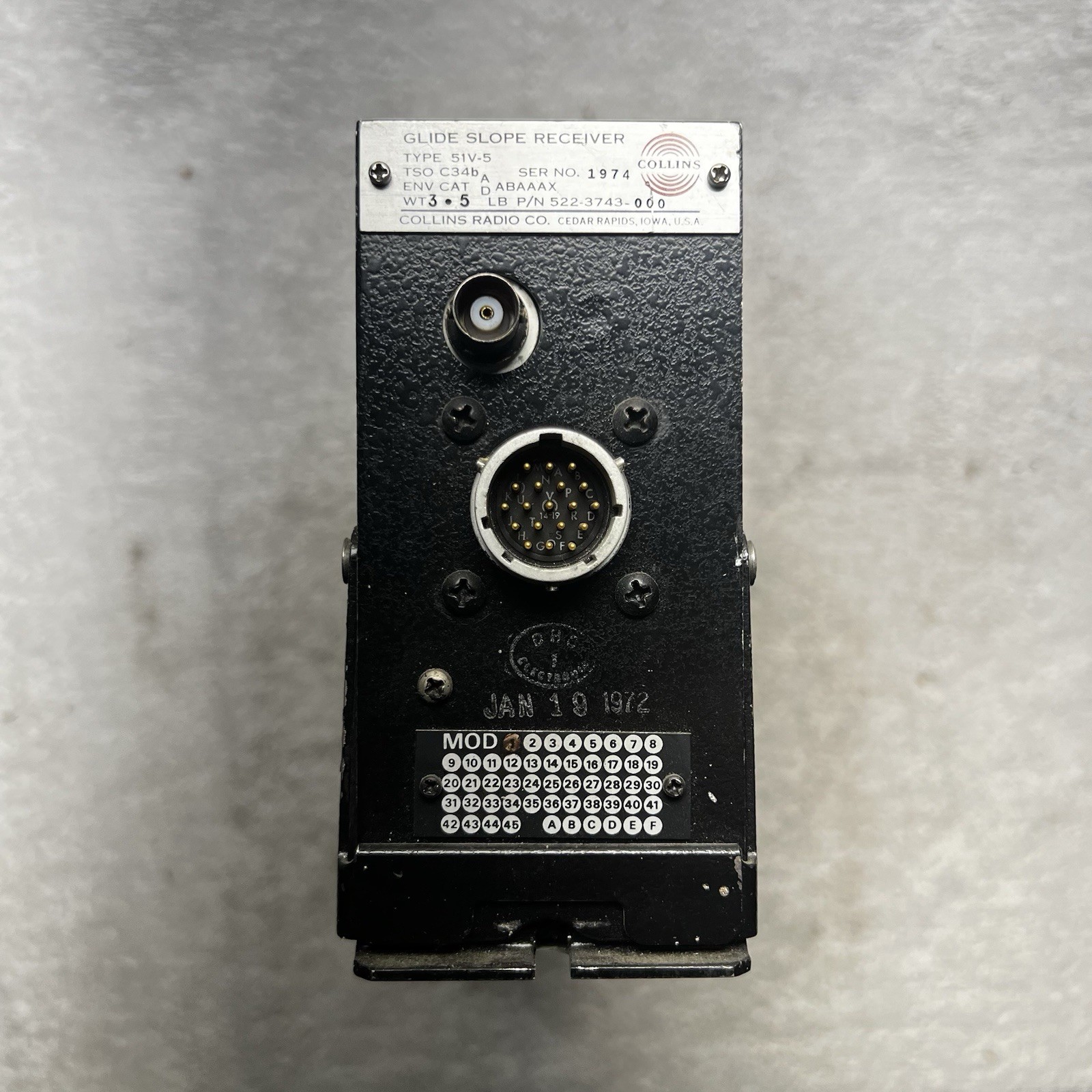Collins 522-3743-000 51V-5 Glideslope Receiver with