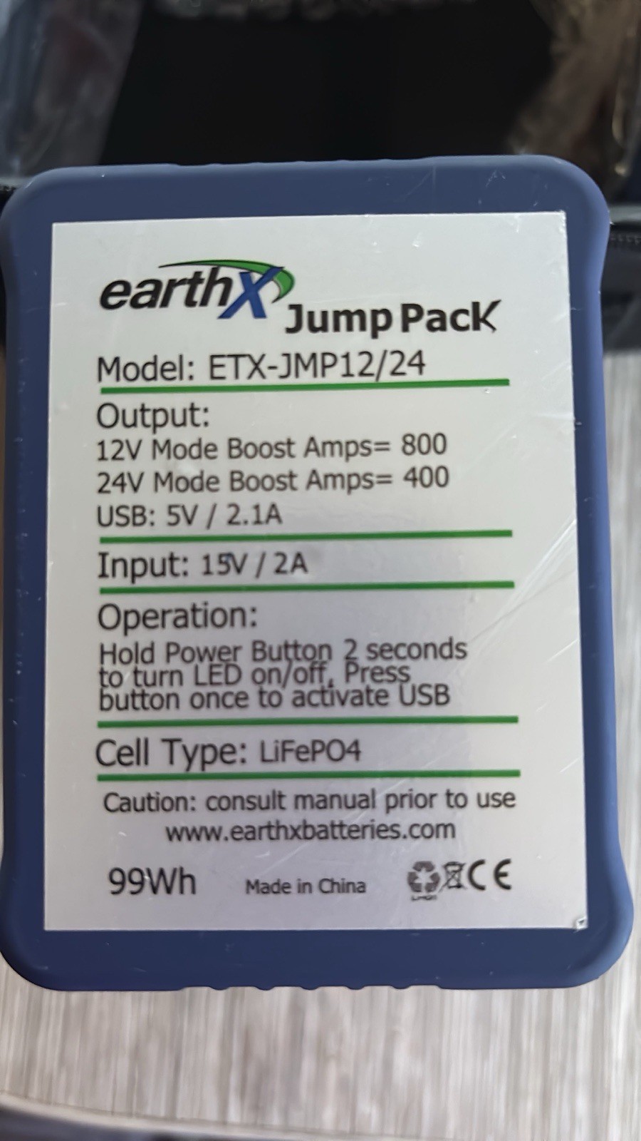 EarthX Aircraft Power Pack 12V /