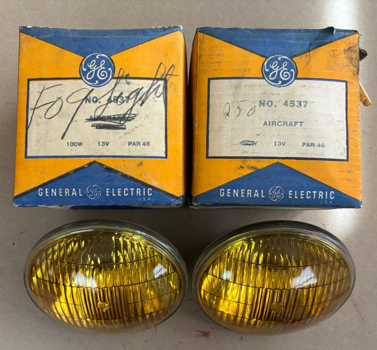 General Electric Pair Vintage GE 4537 Amber