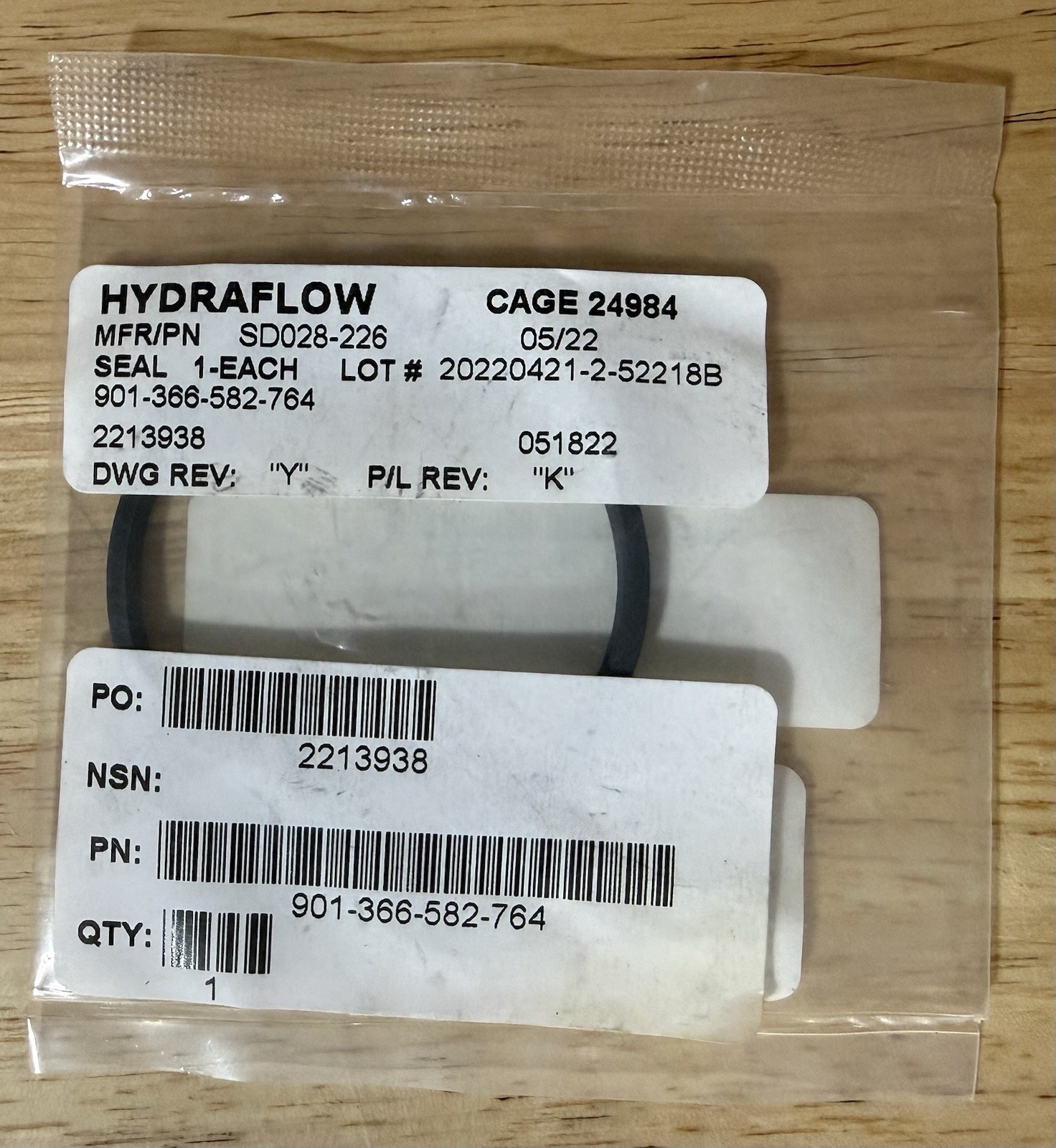Hydraflow SD028-226 Aircraft Seal 901-366-582-764 CAGE