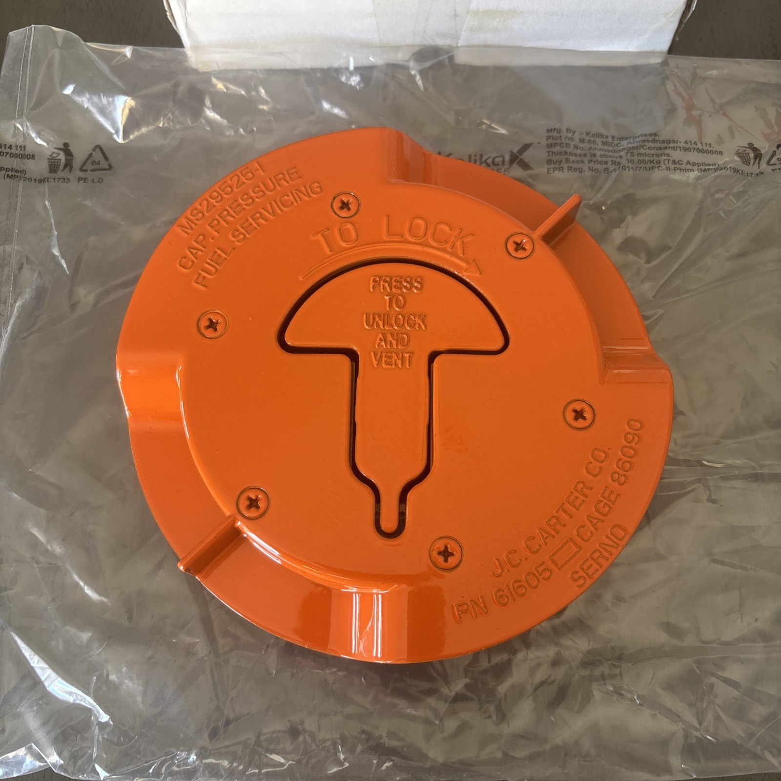 J.C. Carter 61605 MS29525-4 Aircraft Pressure Fuel