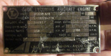 Lycoming original Avco Aircraft Engine Data