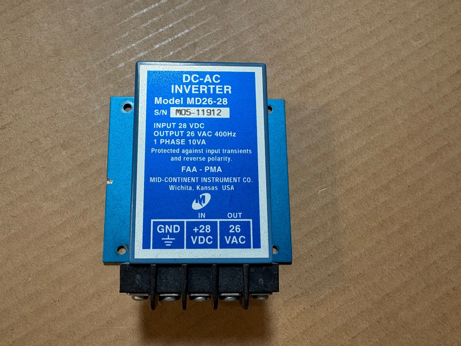 Mid-Continent DC-AC Inverter Model MD 26-28,