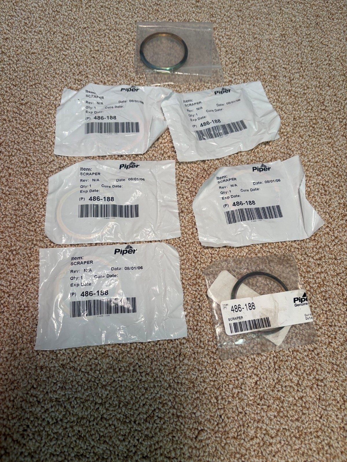 Piper 486-188 SCRAPER RINGS 7EA NEW