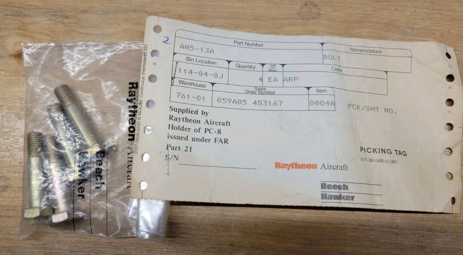 Raytheon 4 Each Aircraft Bolts Undrilled