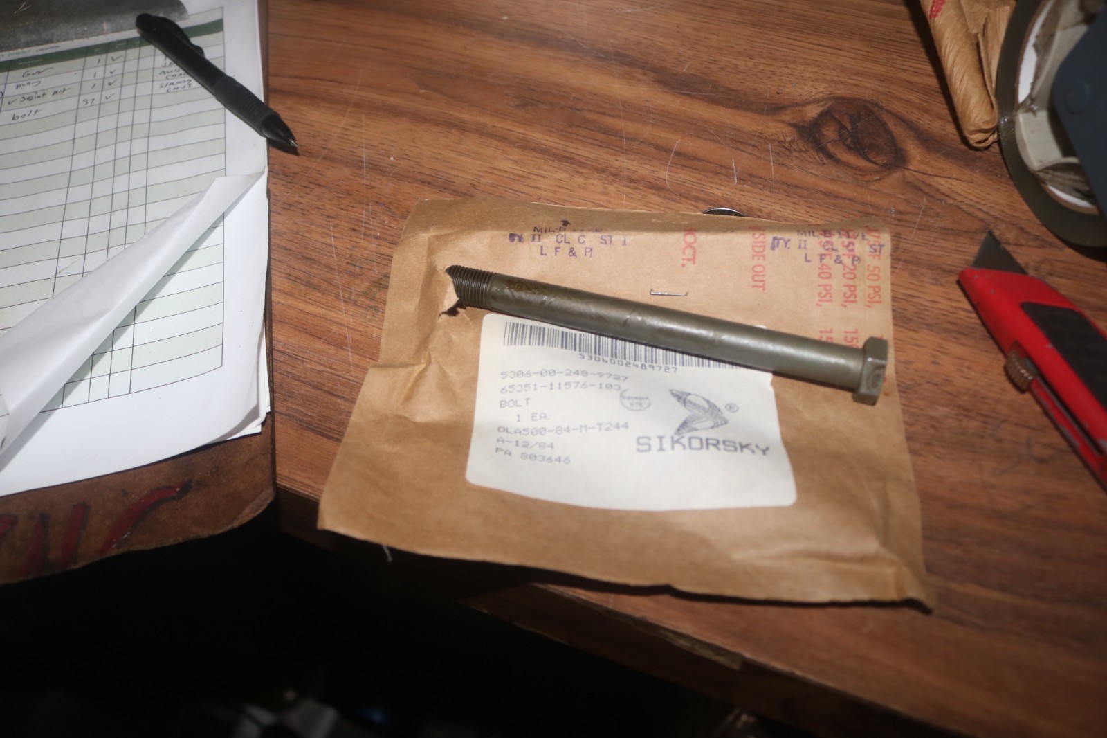 Sikorsky NOS bolt PN 65351-11576-103 5306-00-248-6588