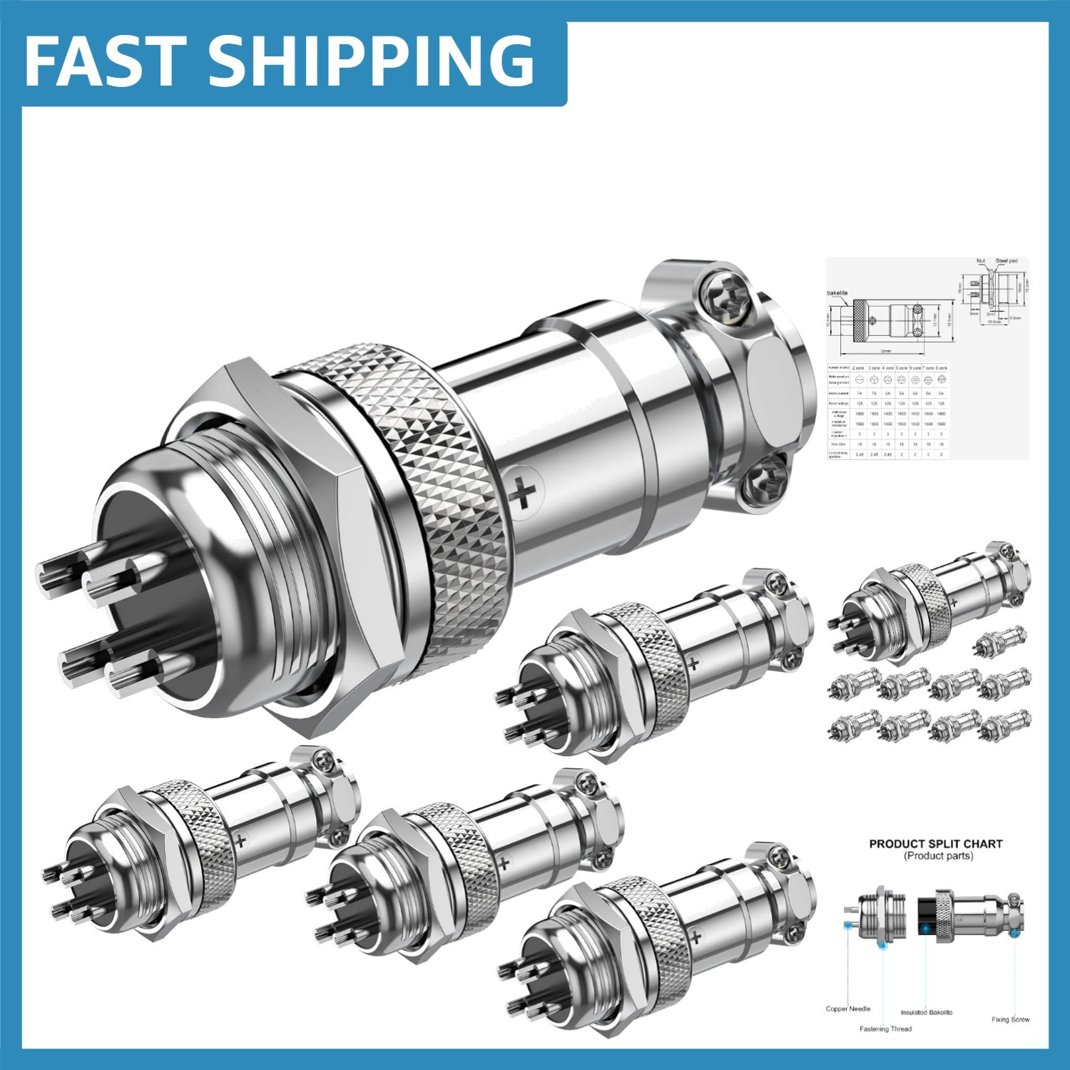 Unbranded High-Performance GX16 Aviation Connector Kit,