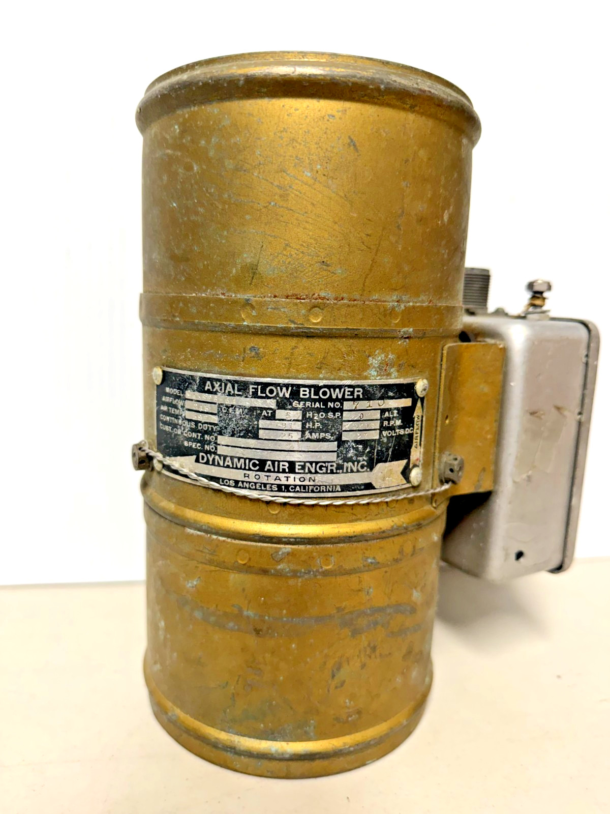 Dynamic Air Engineering Axial Flow Blower Vintage Aircraft