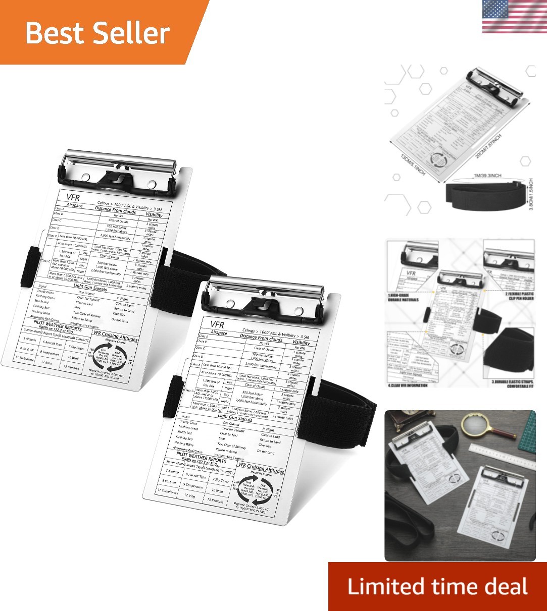 Unbranded 2 Set Pilot Kneeboard VFR