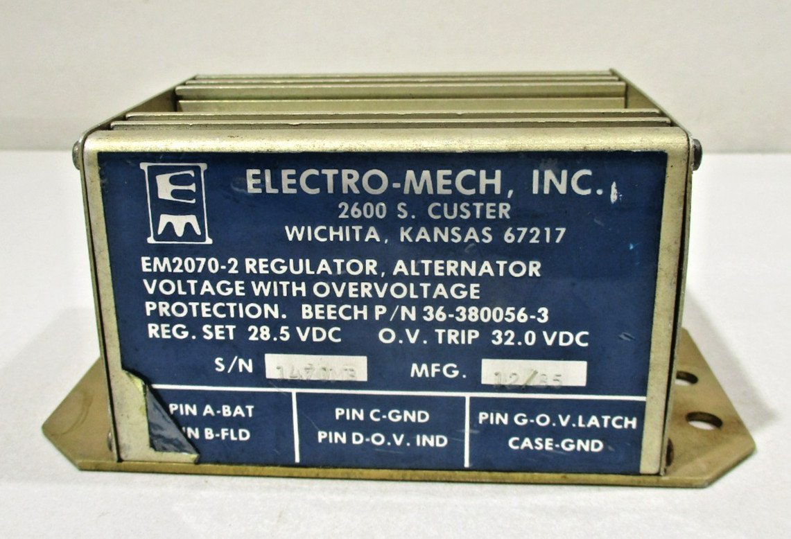 Electro Mech EM2070-2 Regulator Alternator Beechcraft 36-380056-3