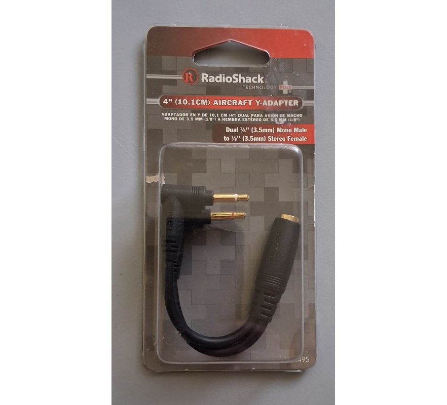 Radioshack 4" aircraft y-adapter gold plating