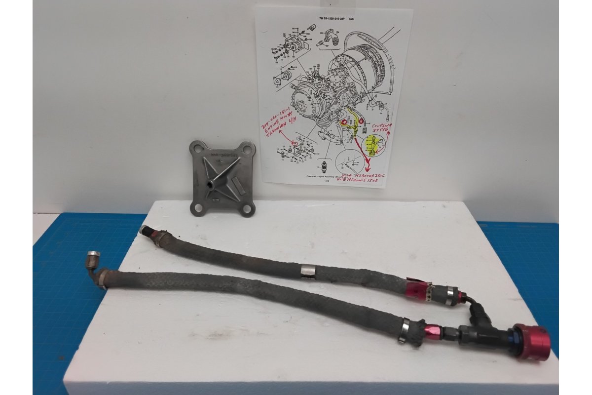 Bell Helicopter UH-1 Engine Mount, and Hoses,