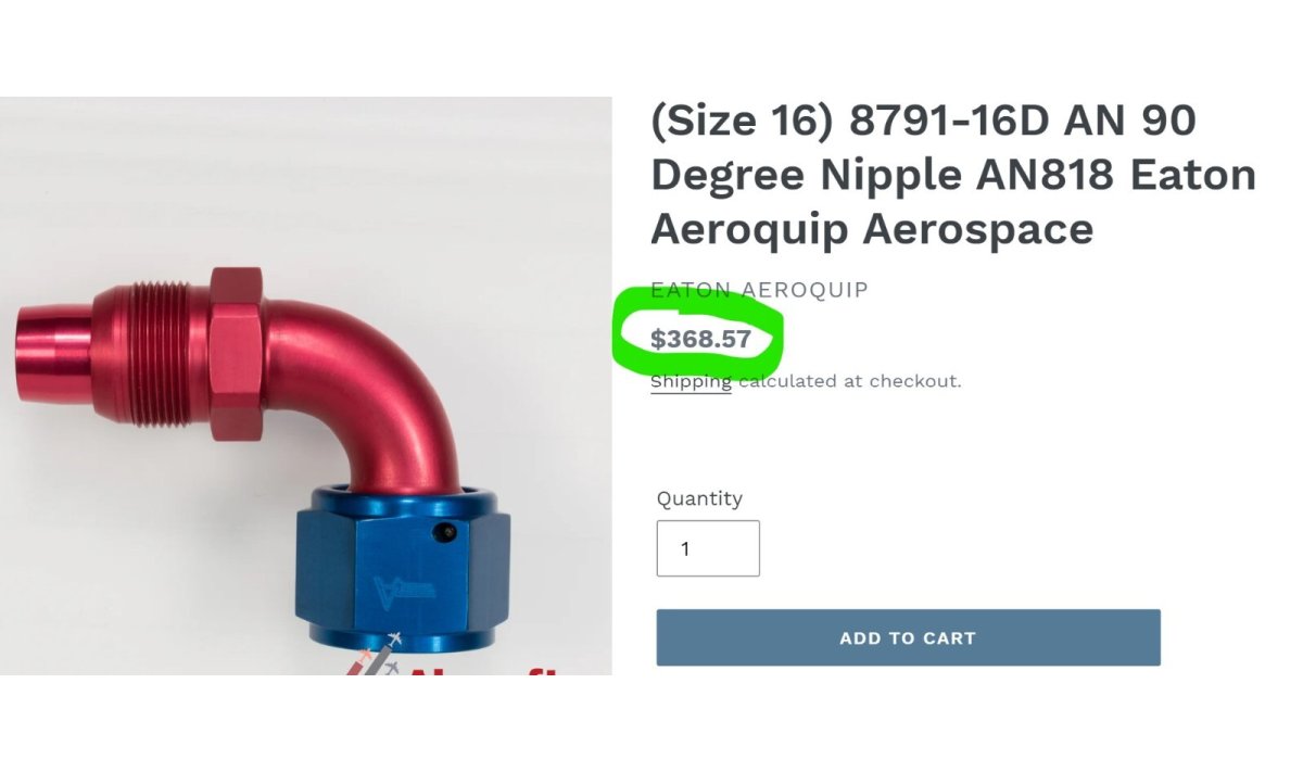 Eaton 16AN 90˚ Swivel Elbow Aviation