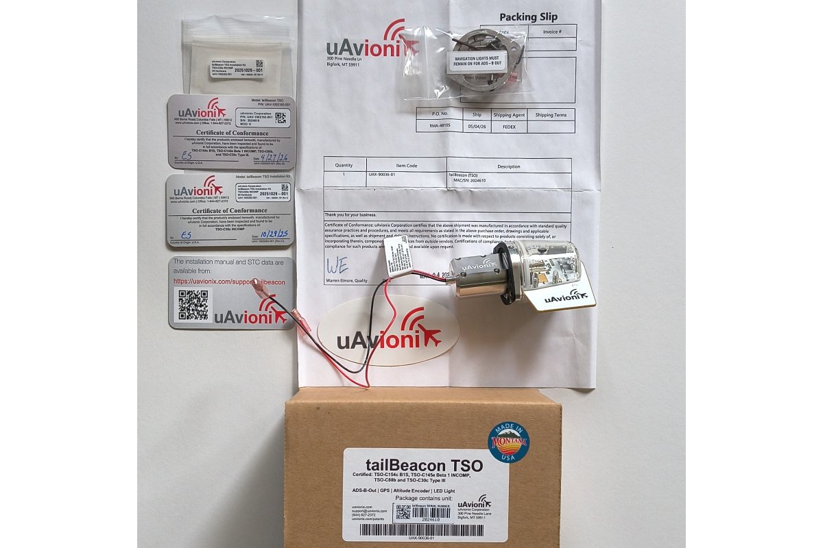 uAvionix ADS-B out Tailbeacon TSO